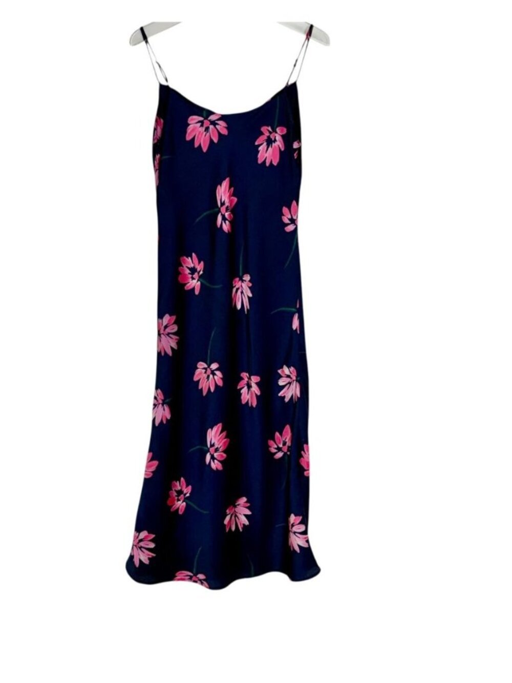 All in Favor Floral Slip Dress Navy Pink Midi Medium